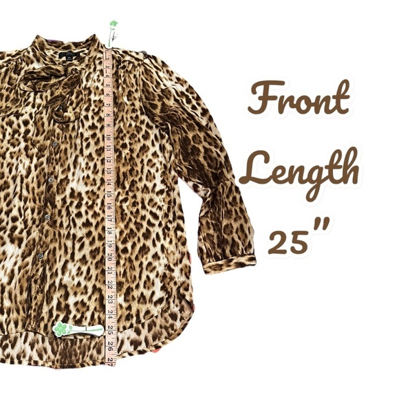 J.Crew Tie Neck Button Down Leopard Print Long Sleeve Size XS EUC - Picture 8 of 15